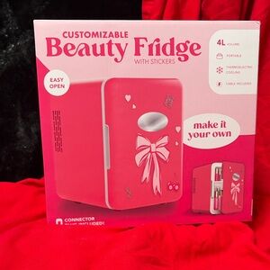 Customizable Pink Beauty Fridge with Stickers
